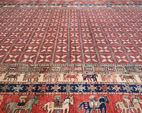 9x12 Ft Rust Aryana Afghan Hand Knotted Veg Dye Wool Area Rug